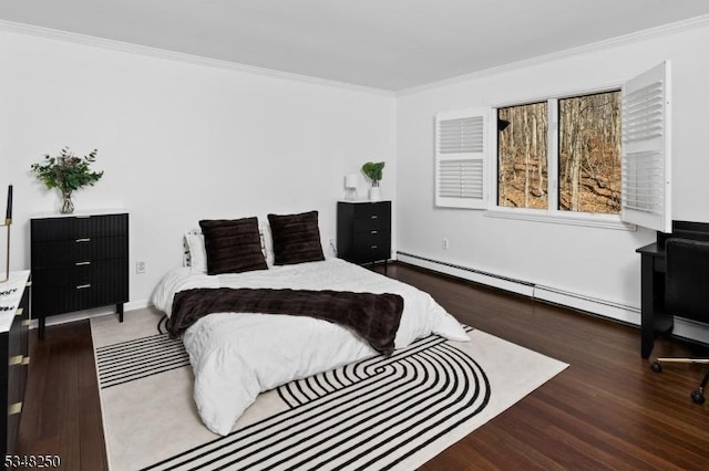 16 James Rd, Randolph Twp, NJ 07869 - bedroom with baseboard heating, crown molding, and wood finished floors