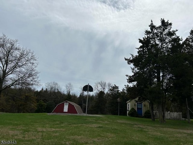 view of yard with a barn and an outdoor structure