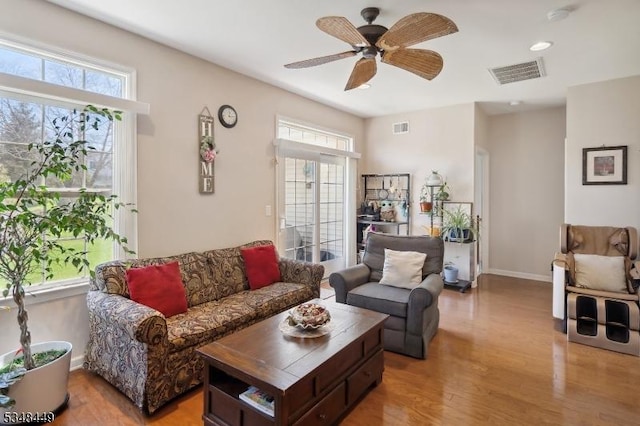 4 Hardenbergh St, Franklin Twp, NJ 08873 - living room featuring light wood-style flooring, ceiling fan, and visible vents