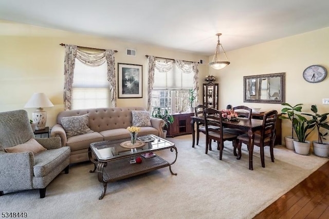 4 Hardenbergh St, Franklin Twp, NJ 08873 - living area with a healthy amount of sunlight, visible vents, and hardwood / wood-style flooring