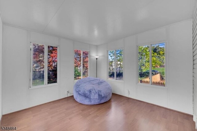 bedroom featuring a decorative wall and wood finished floors