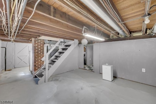 unfinished below grade area with stairs