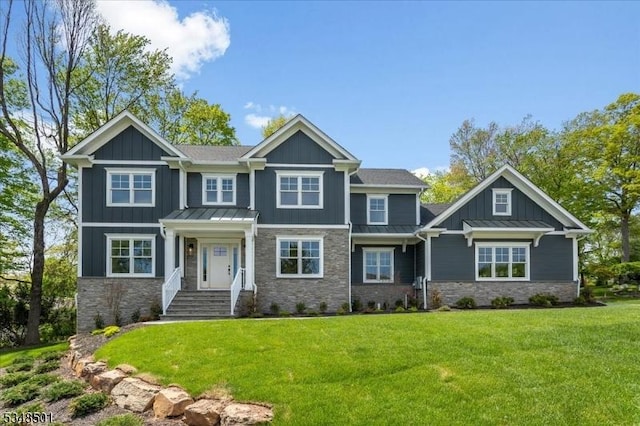 23 Fallsview, Watchung Boro, NJ 07069 - craftsman house featuring a front yard, a standing seam roof, and metal roof