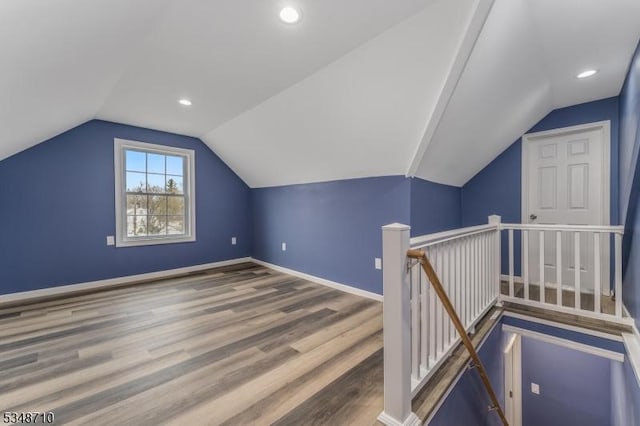 63 S Lincoln Ave, Washington Boro, NJ 07882 - additional living space featuring baseboards, recessed lighting, wood finished floors, and lofted ceiling