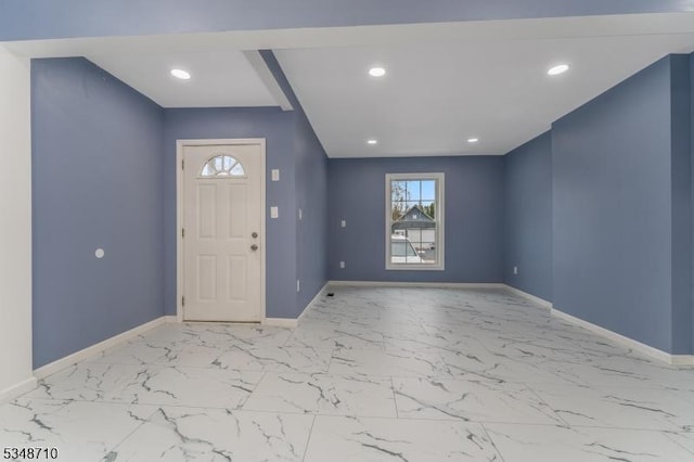 63 S Lincoln Ave, Washington Boro, NJ 07882 - foyer with baseboards, recessed lighting, and marble finish floor