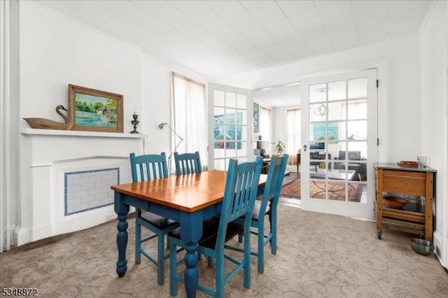 97 N Main St, Lambertville City, NJ 08530 - dining room with carpet flooring and a fireplace