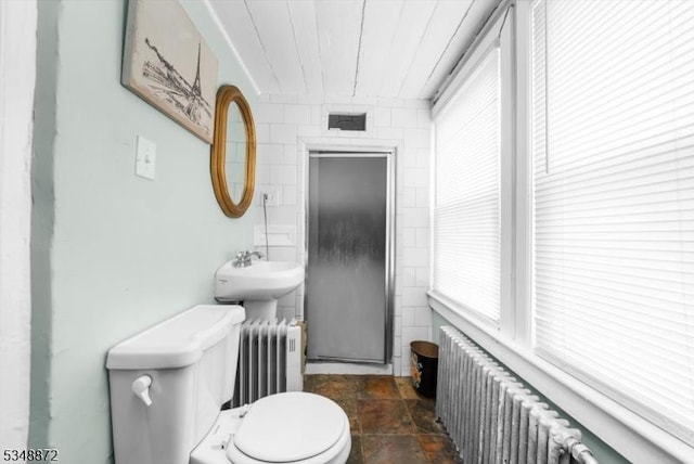 97 N Main St, Lambertville City, NJ 08530 - bathroom with toilet, radiator, and stone finish flooring