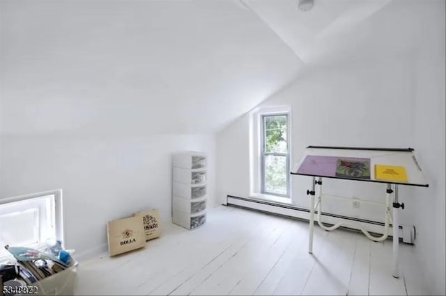 97 N Main St, Lambertville City, NJ 08530 - bonus room featuring wood finished floors, a baseboard heating unit, and vaulted ceiling