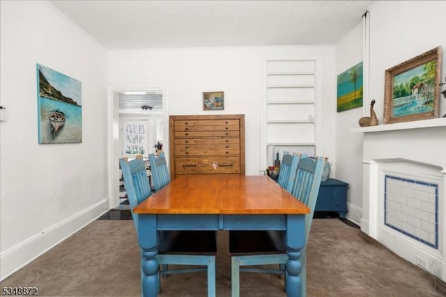97 N Main St, Lambertville City, NJ 08530 - dining area with built in features, baseboards, and carpet floors