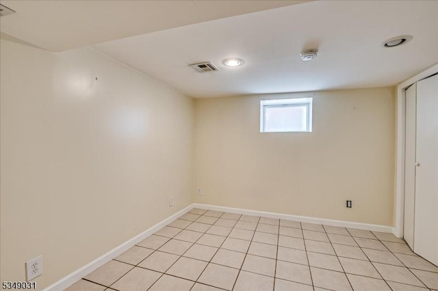 below grade area with visible vents and baseboards