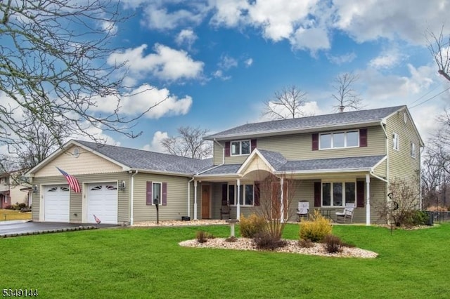 11 Stillwell Rd, South Brunswick Twp, NJ 08824 - traditional-style home with asphalt driveway, a garage, a front lawn, and a porch