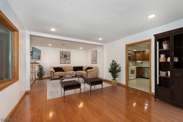 11 Stillwell Rd, South Brunswick Twp, NJ 08824 - living area with wood finished floors, baseboards, and recessed lighting
