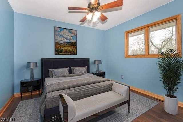 11 Stillwell Rd, South Brunswick Twp, NJ 08824 - bedroom with wood finished floors, baseboards, and a ceiling fan