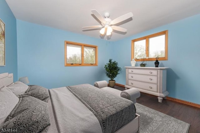 11 Stillwell Rd, South Brunswick Twp, NJ 08824 - bedroom featuring baseboards, wood finished floors, multiple windows, and a ceiling fan