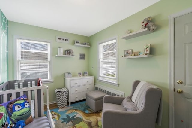 bedroom with radiator