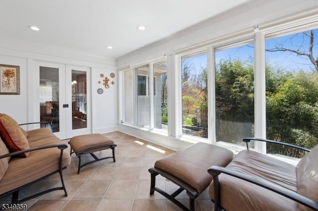 sunroom featuring french doors