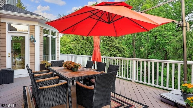 24 Glenview Dr, Warren Twp, NJ 07059 - wooden terrace featuring outdoor dining space
