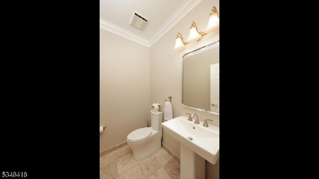 24 Glenview Dr, Warren Twp, NJ 07059 - half bathroom with ornamental molding, toilet, and baseboards