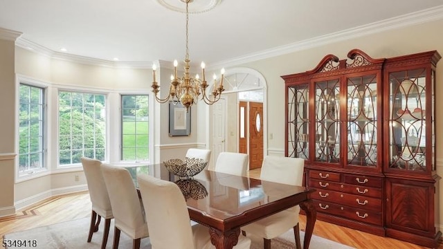 24 Glenview Dr, Warren Twp, NJ 07059 - dining space featuring a chandelier, crown molding, and light wood-type flooring