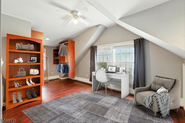59 James St, Morristown Town, NJ 07960 - office with wood finished floors, ceiling fan, and lofted ceiling