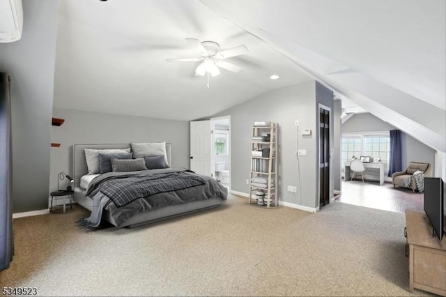 59 James St, Morristown Town, NJ 07960 - bedroom with vaulted ceiling, carpet floors, and a ceiling fan