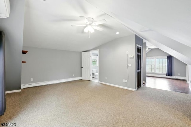 59 James St, Morristown Town, NJ 07960 - additional living space with carpet, vaulted ceiling, and a ceiling fan