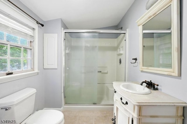 59 James St, Morristown Town, NJ 07960 - full bathroom featuring a shower stall, tile patterned flooring, and vanity