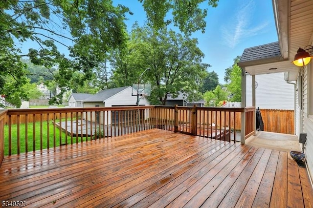 59 James St, Morristown Town, NJ 07960 - wooden terrace with a fenced backyard and an outdoor structure