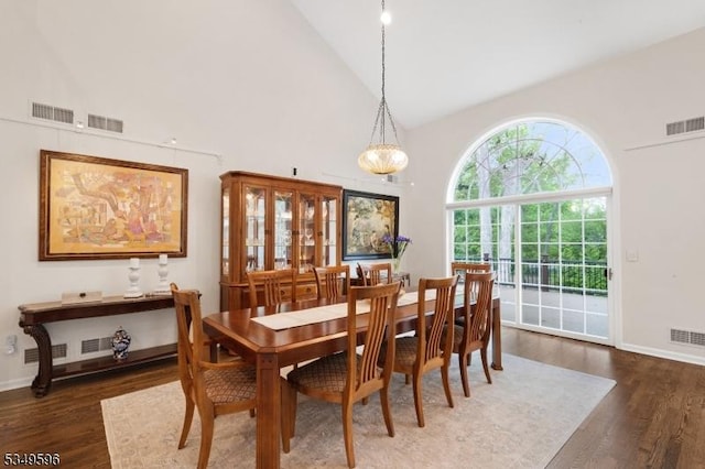 30 Mountain Ridge Dr, Livingston Twp, NJ 07039 - dining space featuring high vaulted ceiling, wood finished floors, and baseboards