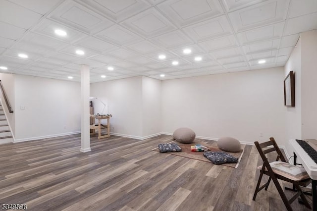 30 Mountain Ridge Dr, Livingston Twp, NJ 07039 - exercise room with recessed lighting, wood finished floors, and baseboards