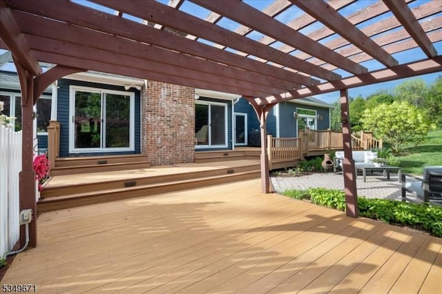 wooden deck with a pergola