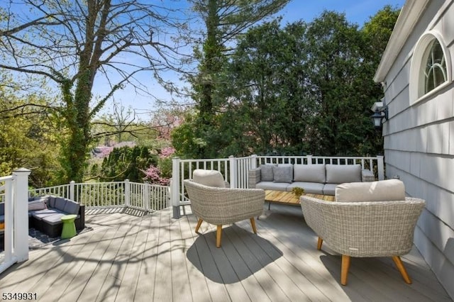 deck with an outdoor living space