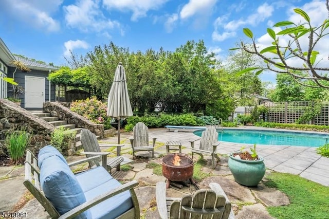 1056 Buxton Rd, Bridgewater Twp, NJ 08807 - swimming pool with a fire pit and a patio