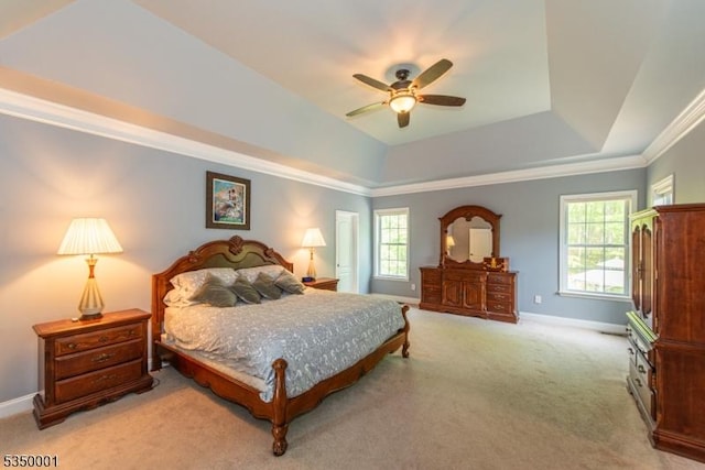 8 Marcin Way, Mount Olive Twp, NJ 07836 - bedroom featuring light colored carpet, a raised ceiling, baseboards, and ornamental molding