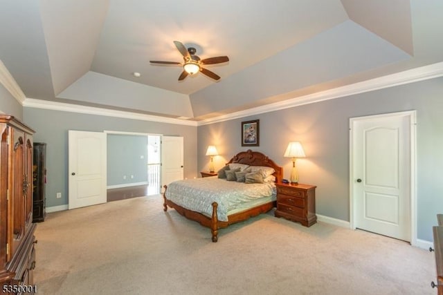 8 Marcin Way, Mount Olive Twp, NJ 07836 - bedroom featuring a raised ceiling, light colored carpet, baseboards, and crown molding
