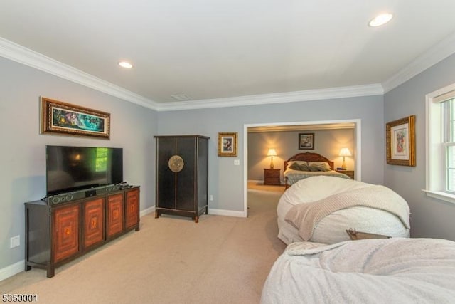 8 Marcin Way, Mount Olive Twp, NJ 07836 - bedroom featuring crown molding, light colored carpet, baseboards, and recessed lighting
