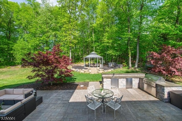 8 Marcin Way, Mount Olive Twp, NJ 07836 - view of patio / terrace featuring a gazebo, outdoor dining space, and an outdoor living space