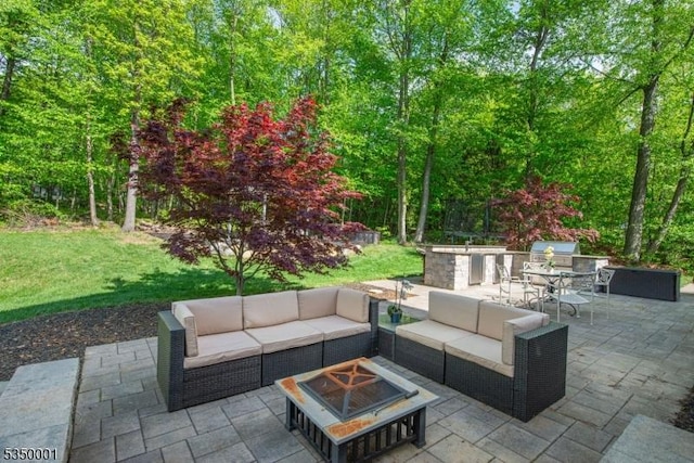 8 Marcin Way, Mount Olive Twp, NJ 07836 - view of patio / terrace with an outdoor living space with a fire pit