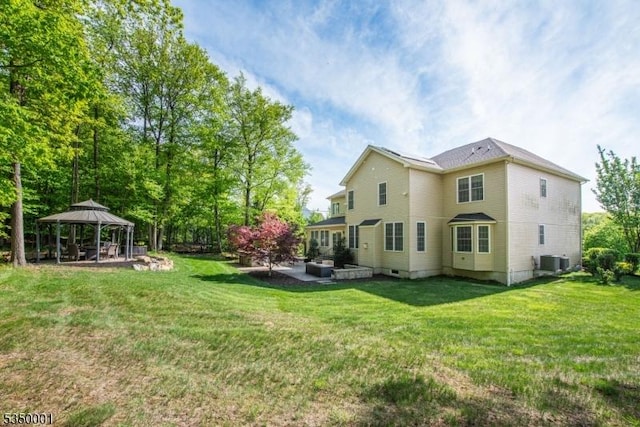 8 Marcin Way, Mount Olive Twp, NJ 07836 - back of house with a gazebo, central air condition unit, a lawn, and a patio