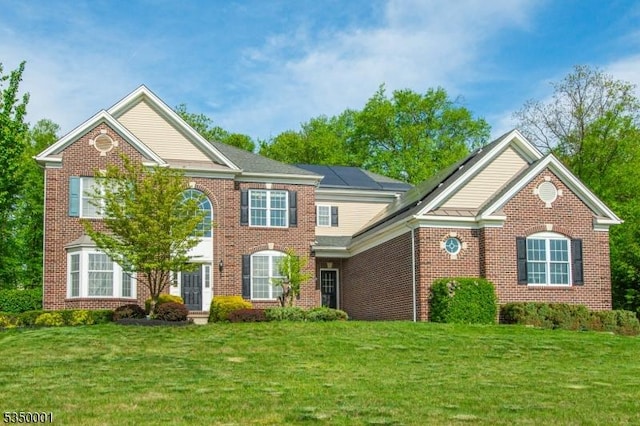 8 Marcin Way, Mount Olive Twp, NJ 07836 - georgian-style home with brick siding and a front yard