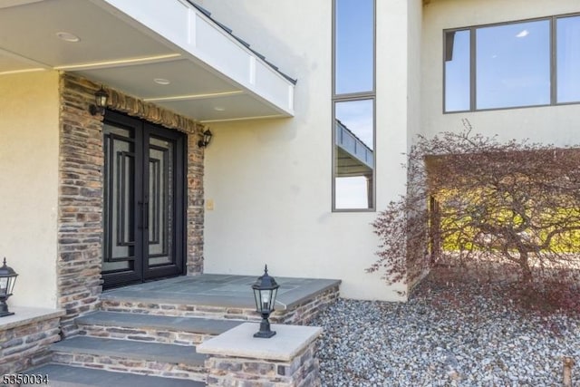 155 Route560, Sandyston Twp, NJ 07851 - doorway to property with stucco siding and stone siding