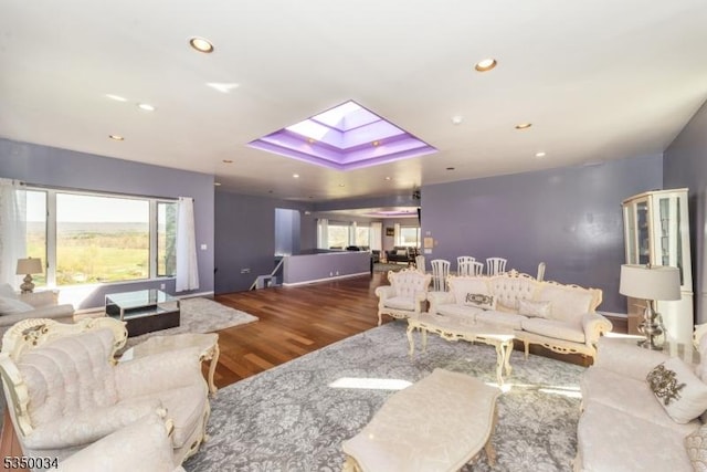 155 Route560, Sandyston Twp, NJ 07851 - living room with a skylight, wood finished floors, and recessed lighting