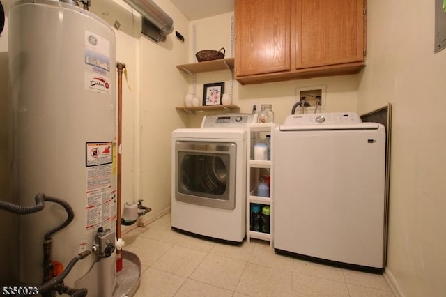 21 Crabapple Ln, Franklin Twp, NJ 08823 - washroom with water heater, independent washer and dryer, cabinet space, and light tile patterned floors