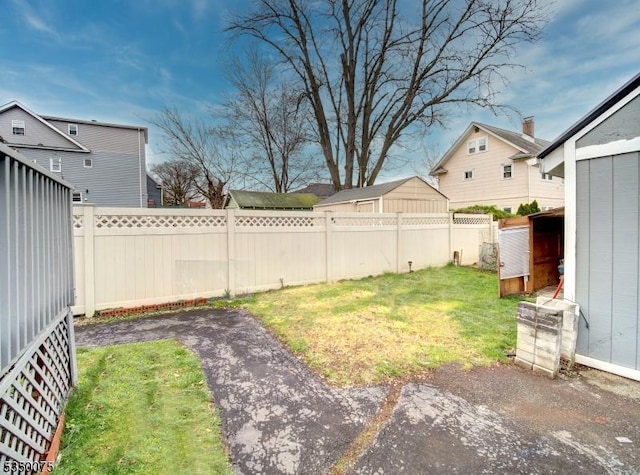view of yard featuring a fenced backyard