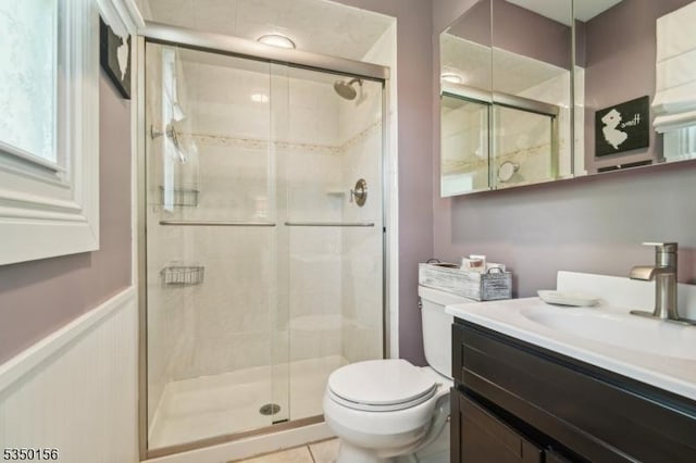 15 Longhill Rd, Randolph Twp, NJ 07869 - bathroom featuring vanity, toilet, and a shower stall