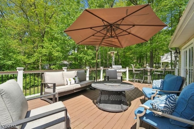 15 Longhill Rd, Randolph Twp, NJ 07869 - wooden terrace with an outdoor living space with a fire pit