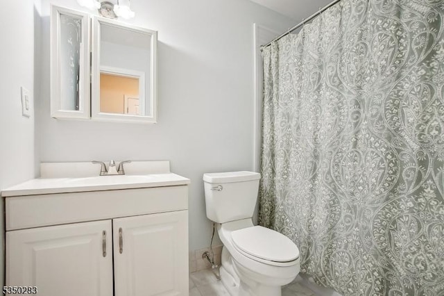 93 Stedwick Dr, Mount Olive Twp, NJ 07828 - bathroom with toilet, vanity, and a shower with shower curtain