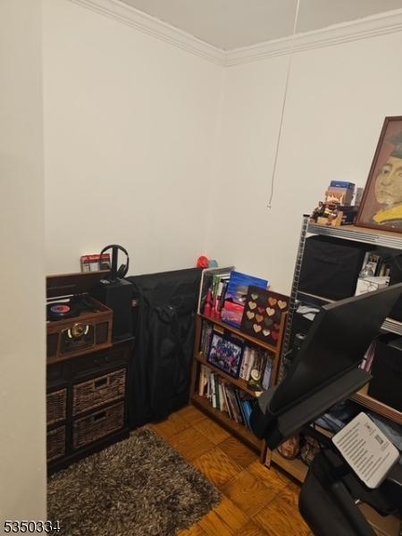 office area with ornamental molding