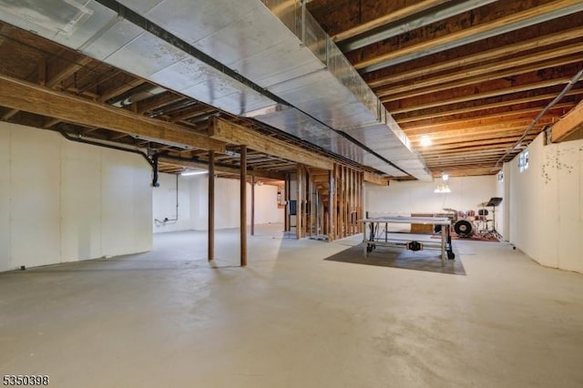 view of unfinished basement