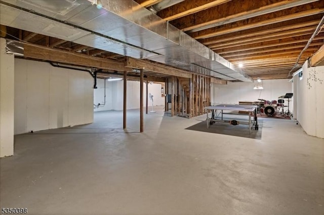 view of unfinished basement